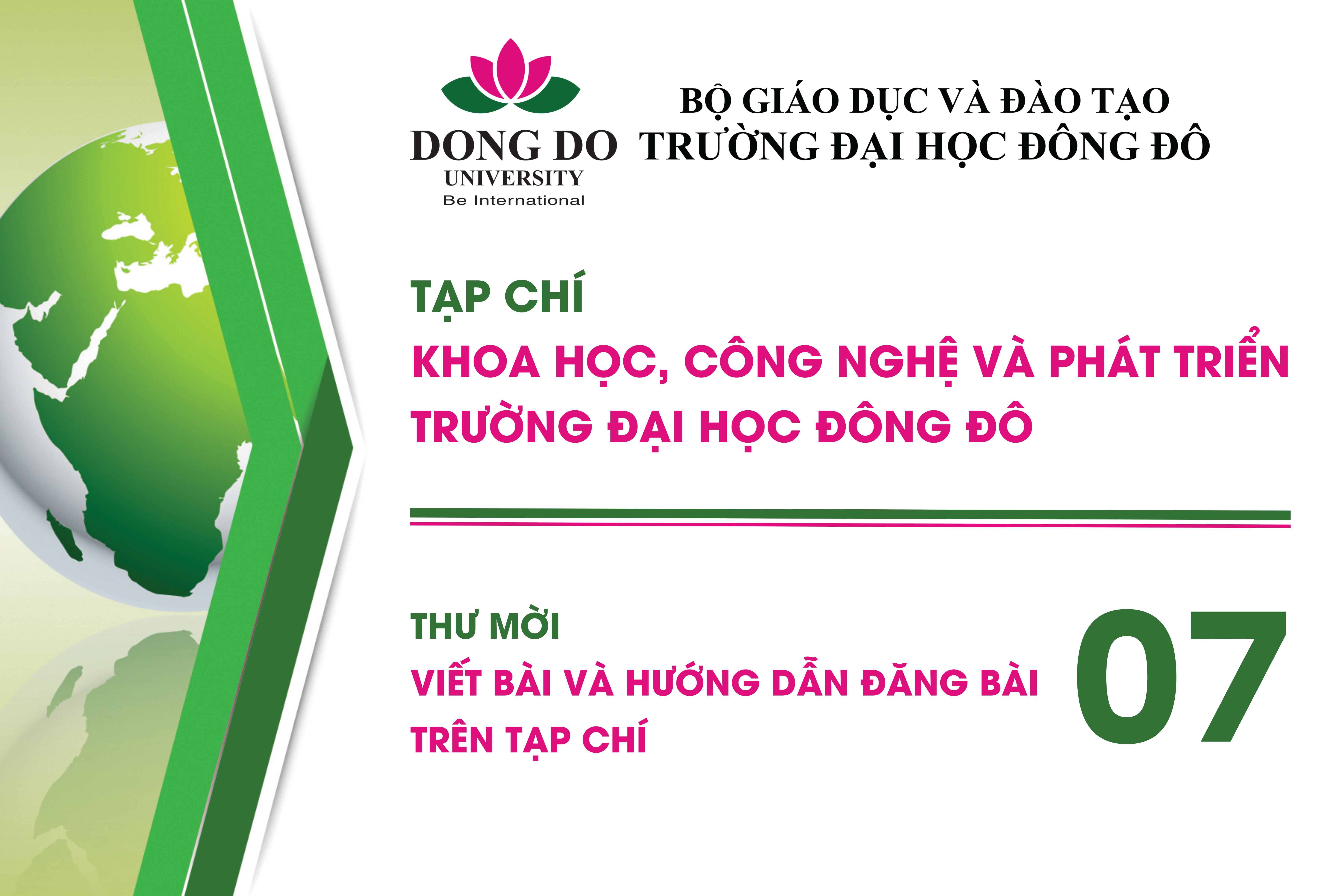 Thư mời viết bài và Hướng dẫn đăng bài trên Tạp chí khoa học, công nghệ và phát triển